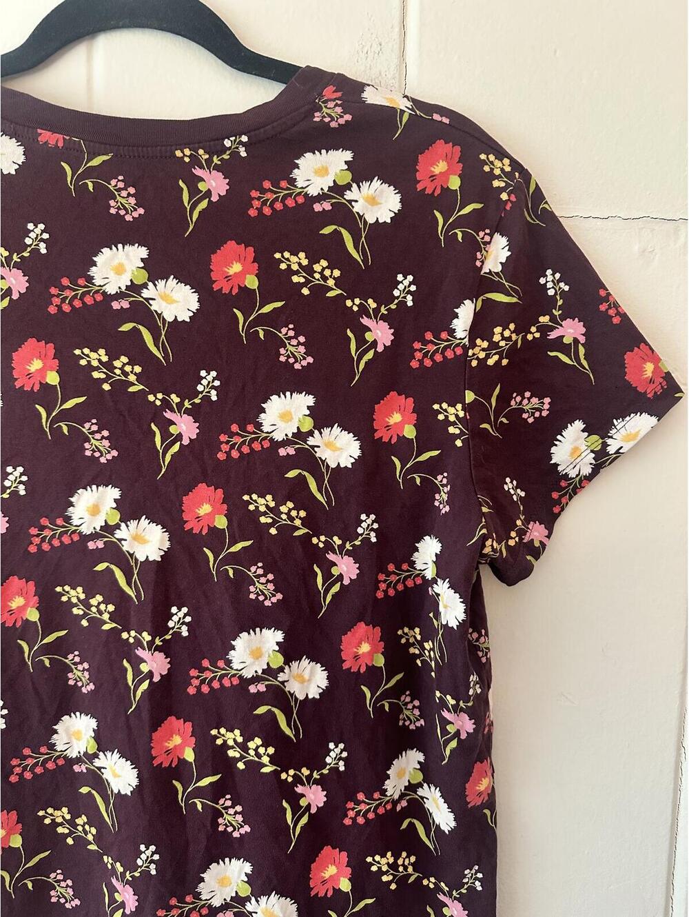 Levi's Perfect Crew Neck T-shirt Brown Floral Size Large - Picture 7 of 8
